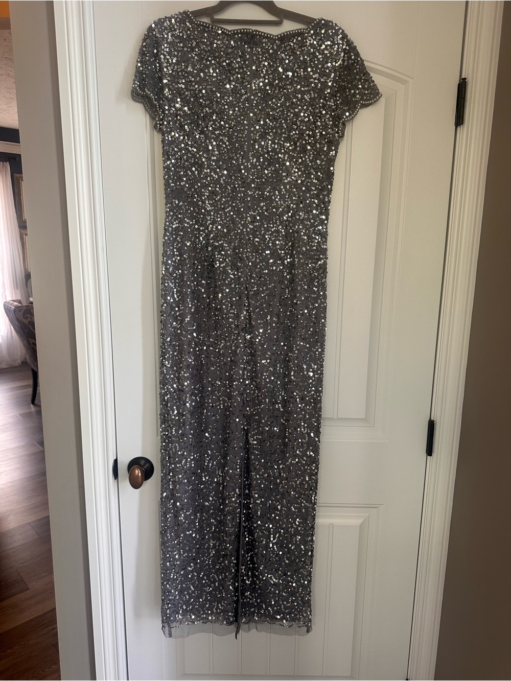 Adrianna Papell Silver Beaded Maxi Gown - Picture 11 of 11